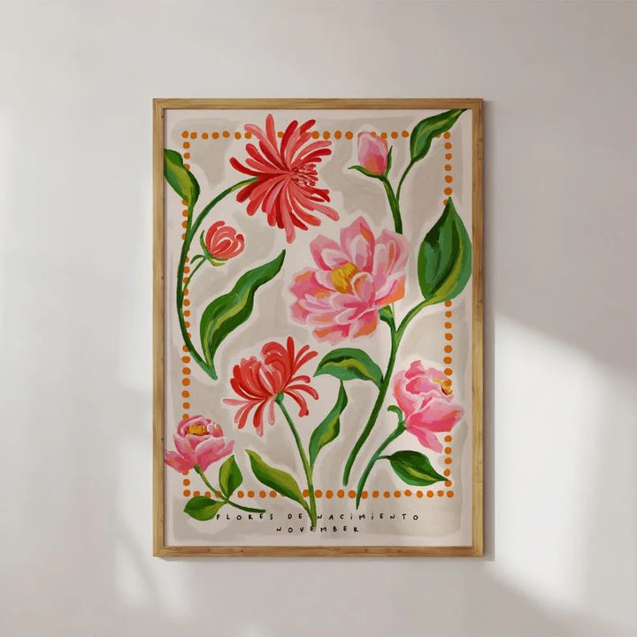 November Birth Month Flower Wall Art