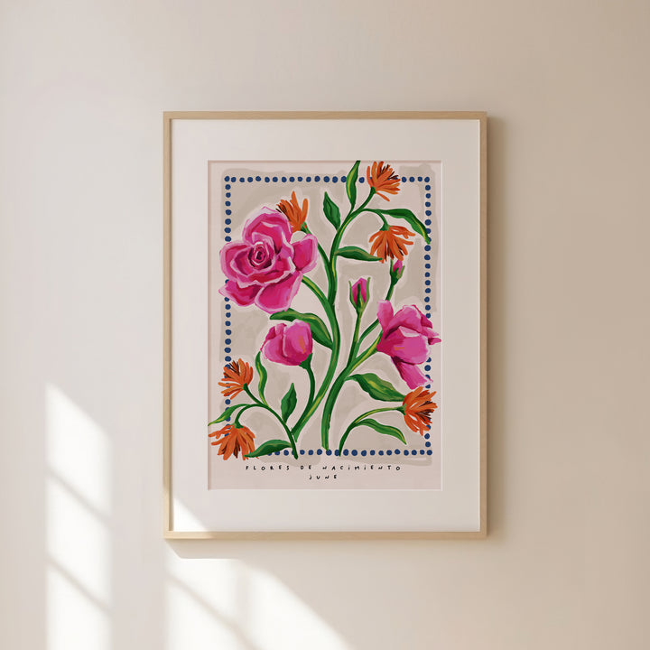 June Birth Month Floral Art Print